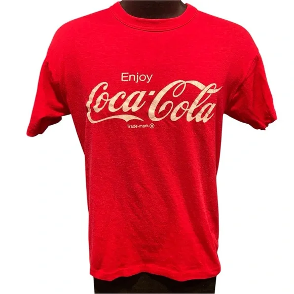 Vintage Enjoy Coca-Cola Classic Red Single Stitch T Shirt Original Sz L - Picture 1 of 9
